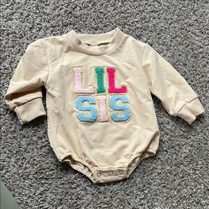 Lil Sis Beige Baby Onesie